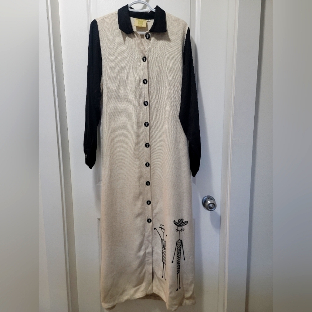 Asian creations 70% linen kaftan cream and black small